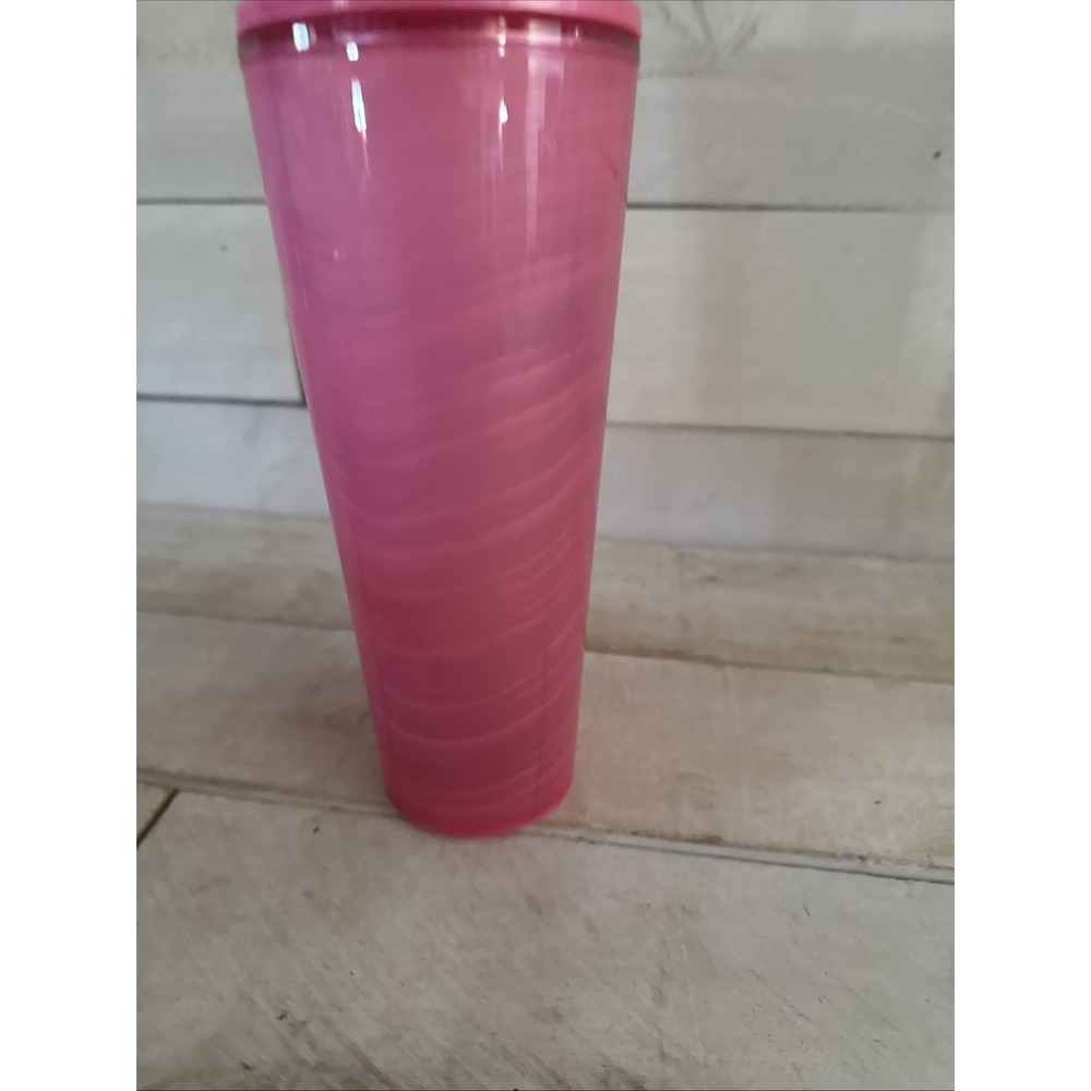 Starbucks 2023 Pink Marble Bubblegum 24oz Plastic Cup Tumbler Cold Cup NEW - Picture 2 of 5